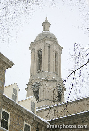 Snow on the Old Main Bell Tower