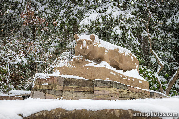 New Nittany Lion with snow 2013