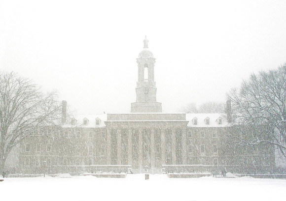 Old Main snowfall, front view